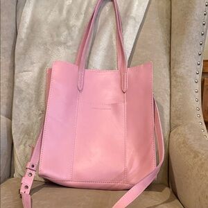 Pink Leather Tote Bag